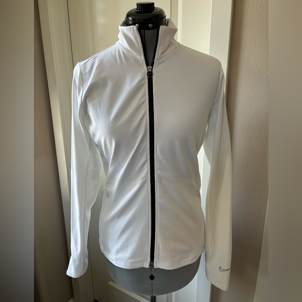 Nike Golf Long Sleeve Zip Down Jacket, Women’s, White & Black, Size M